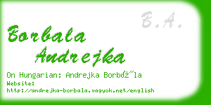 borbala andrejka business card